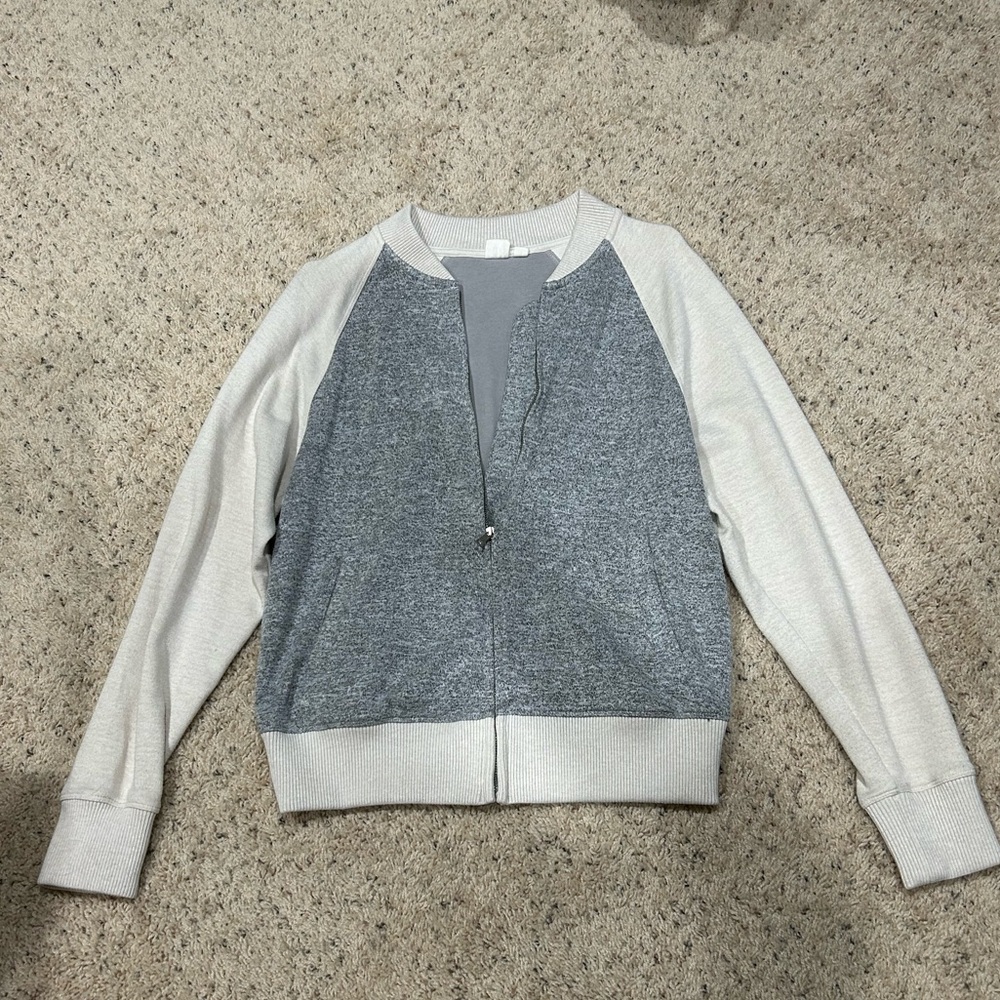 Gap Off White and Grey Zip Up Sweater size XS